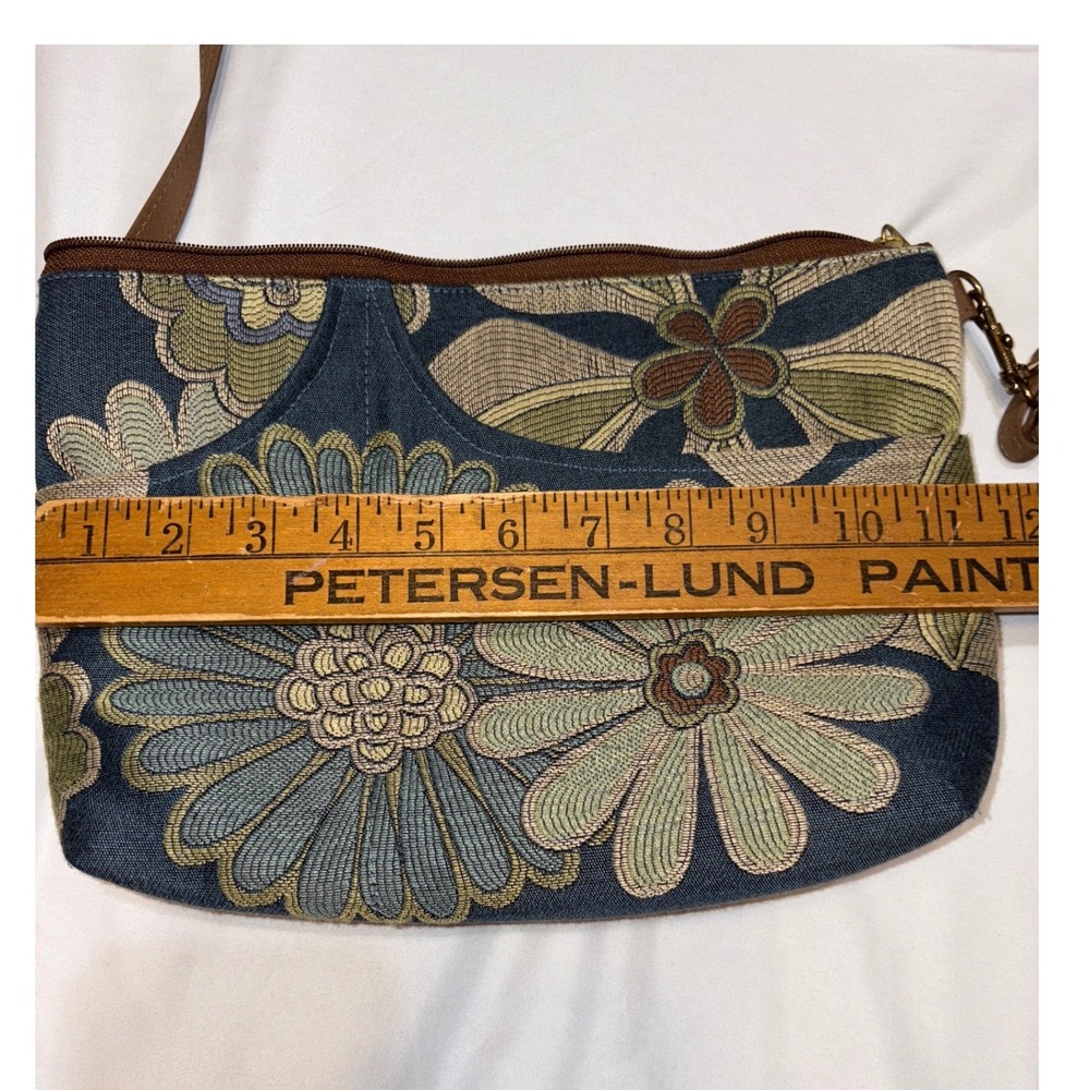 Danny K Beverly Hills Floral Tapestry Crossbody Bag Blue Green Made in USA - Picture 6 of 6